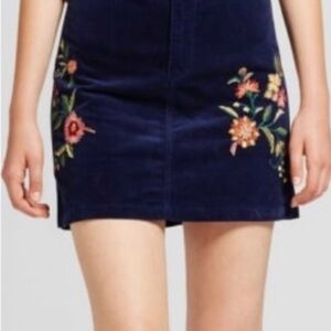 Embroidered Corduroy Skirt